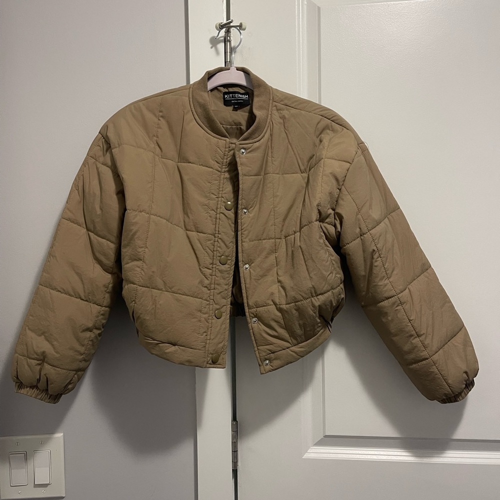 Kittenish Tan Bomber Jacket - Gently Used. Size XS